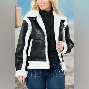 G by Giuliana Black and White Leather Jacket
